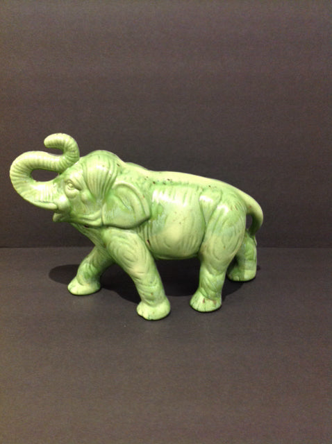 11" Green Ceramic Elephant