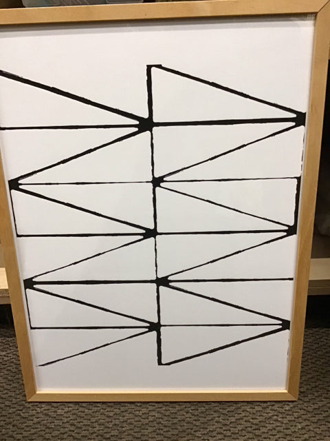 26"x19" Black & White Triangle Abstract Art