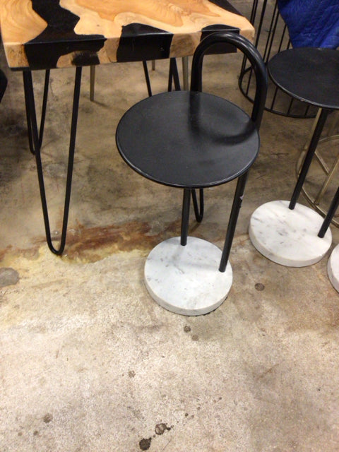 Black Metal Marble Base Drink Table
