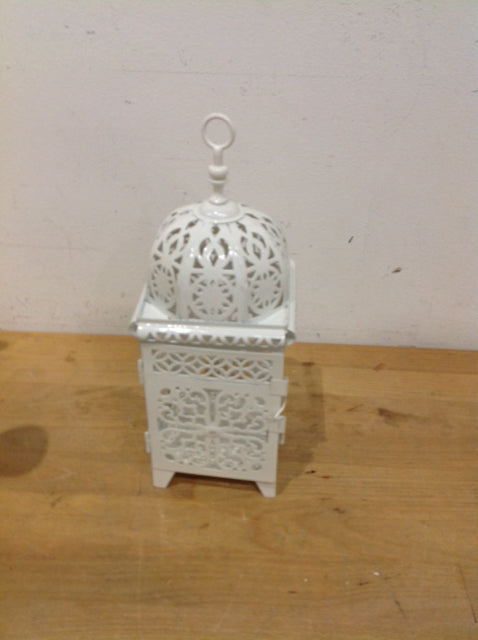 10" White Metal Lantern