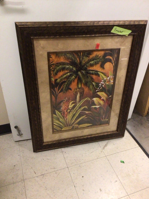 29 7/8" X 36" Palm Tree/Floral Framed Print