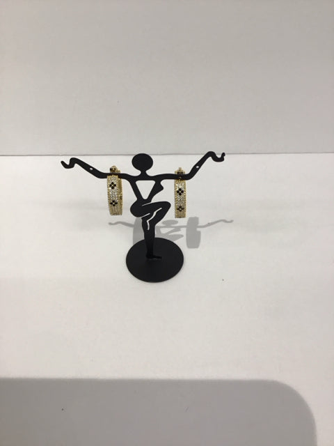 Van Cleef Style Gold/CZ Hoop Earrings