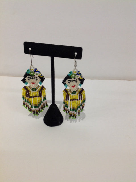 Indian Woman Mutlicolor Beaded Earrings