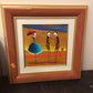 21 1/8" Square AS-IS Esther Myatlov Framed "Chatting" Painting On Board