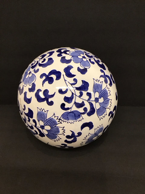 10" Blue/White Painted Sphere