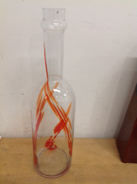 Vase- 17" Orange Drip Glass