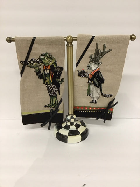 MacKenzie Childs Guest Towel Holder w/Towels