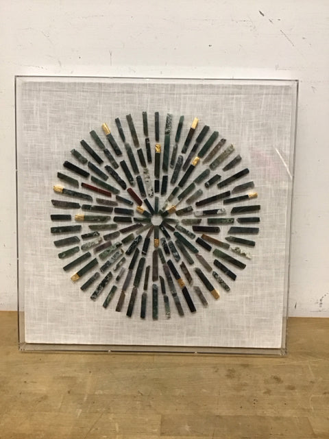 24"Sq Sunburst Agate in Acrylic Shadowbox
