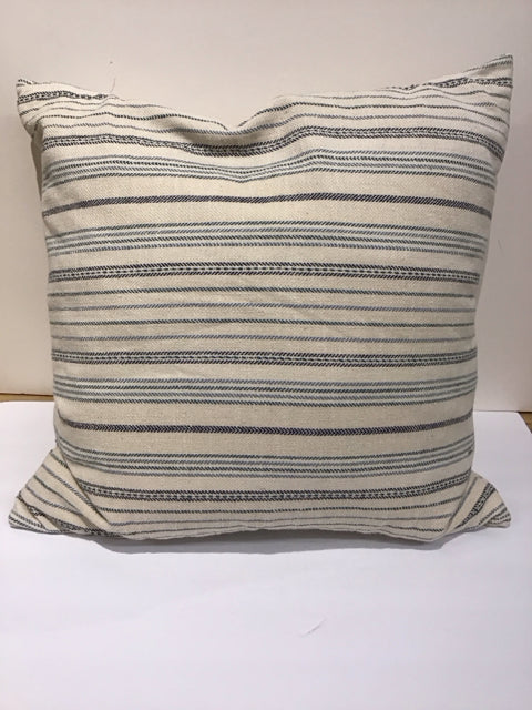 Cream/Blue Ticking Stripe Pillow