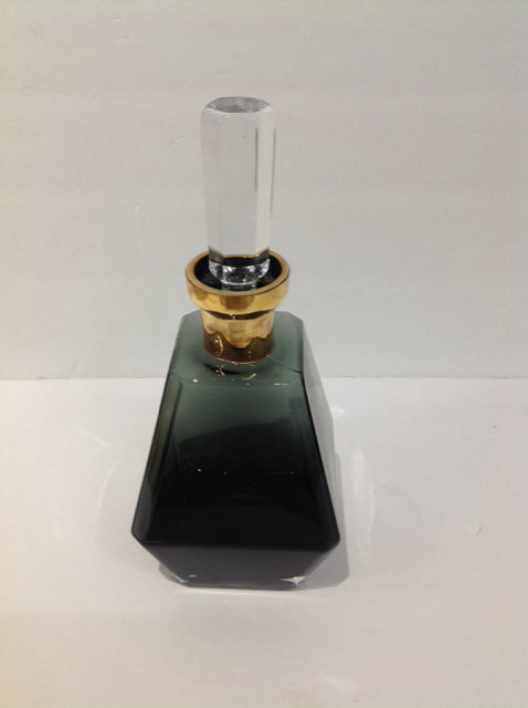11" Dark Glass Decanter w/Gold Rim