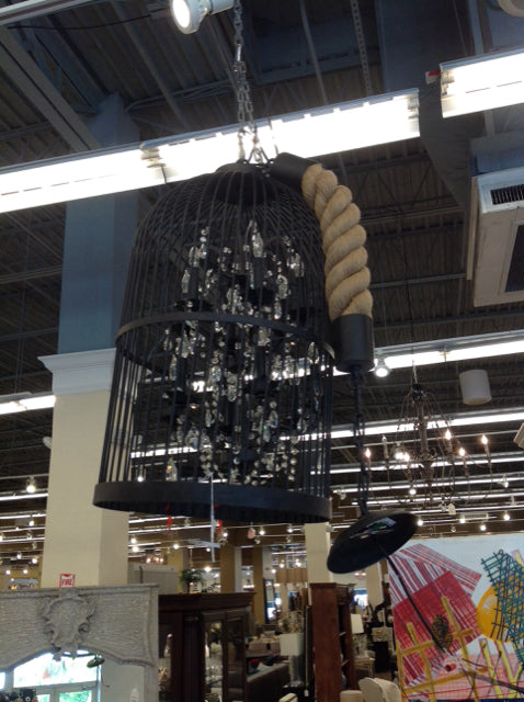 Iron Crystal 12-Light Birdcage Chandelier