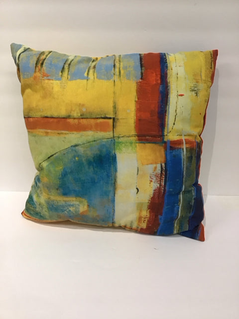 Yellow/Red Blue Abstract Pillow