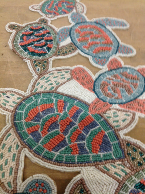 Runner- Nicole Miller Beaded Turtles