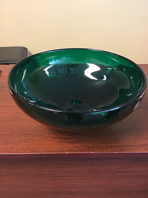 6"x13" Green Blenko Glass Bowl