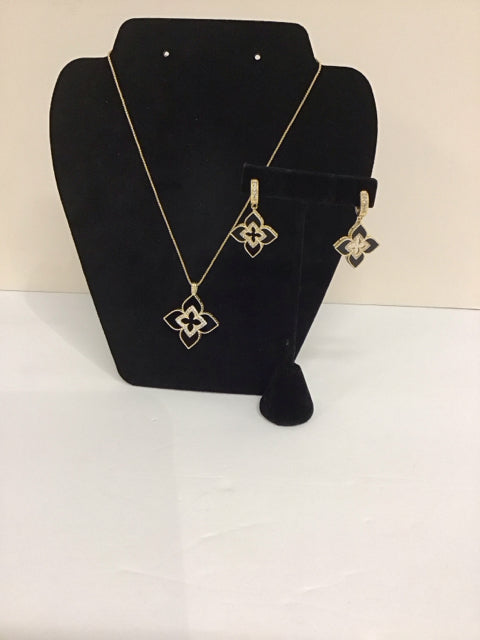 Roberto Coin Style Onyx Necklace/Earrings Set