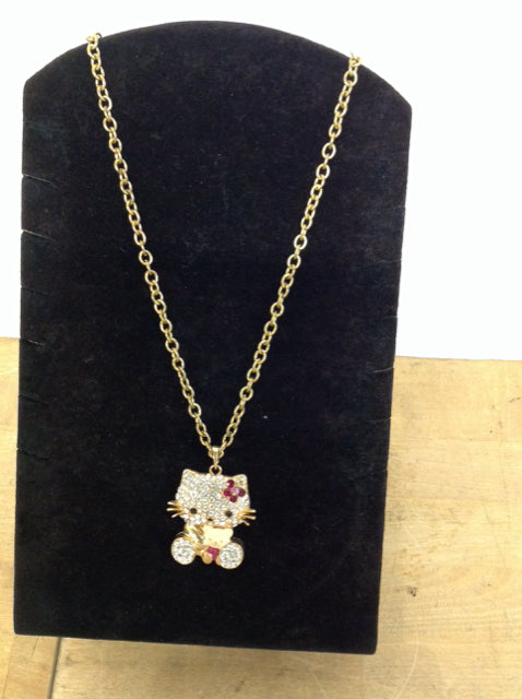 Gold Hello Kitty w/Rhinestones Necklace