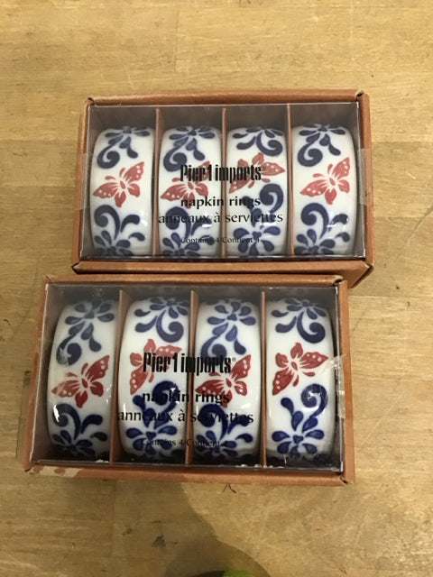 Set Of 8 Pier 1 Ceramic Napkin Rings