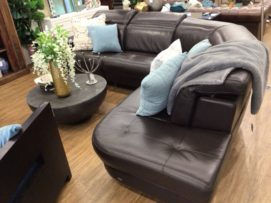 Muse Brown Leather Power Reclining Two Pc Sectional