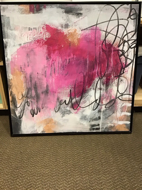 40" Sq. "Pink Lemonade" By Ann Golumbuk Art