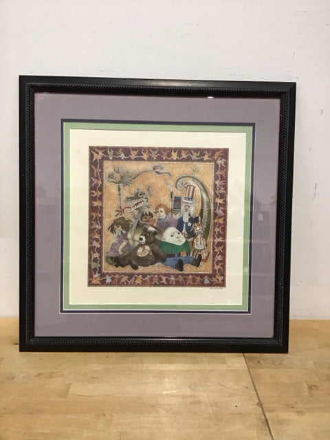 23.5"Sq Framed Oliver Grimley "Betsy's Toys" Signed