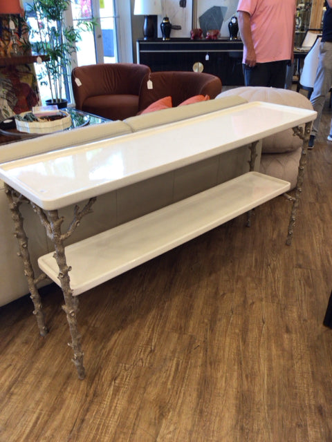White/Silver Coral Style Console Table