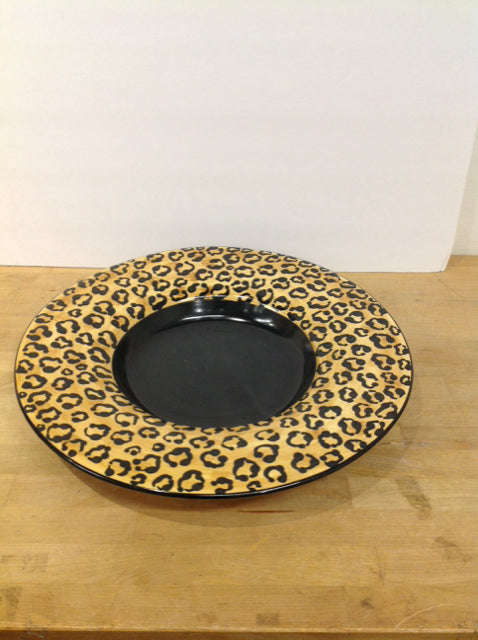 18" Round Ceramic Tray w/Leopard Spots