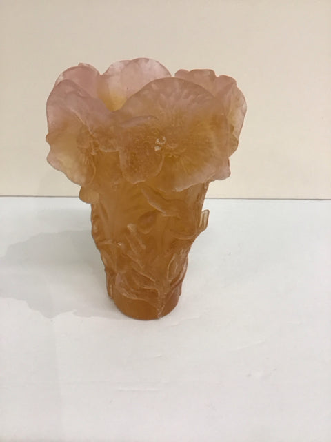 7" Orange Daum Crystal Rose Royale Vase