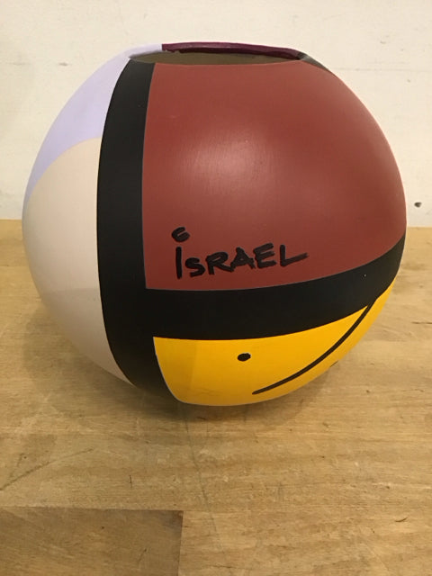 7" Spherical Colorful Abstract Clay Vase/Pot