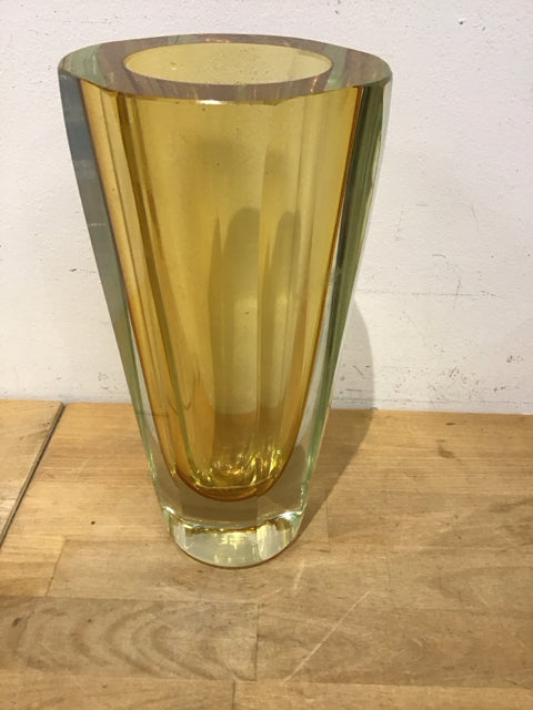 10" Amber Art Glass Vase