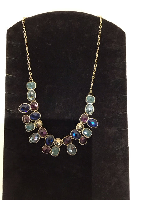 Gold Necklace w/Multicolor Stones