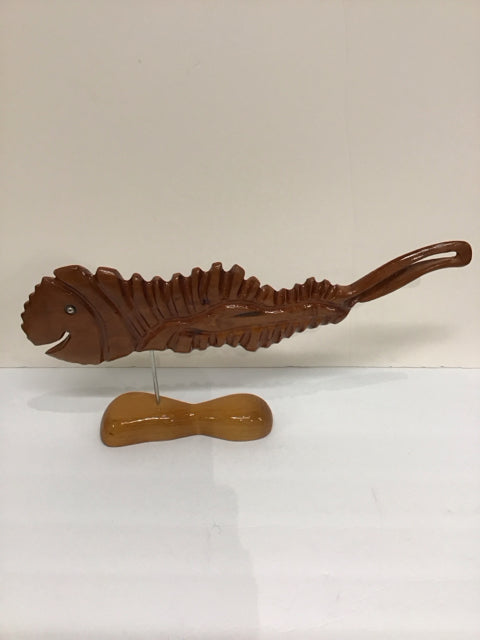 9" Hand Carved Fish Wood Sculpture