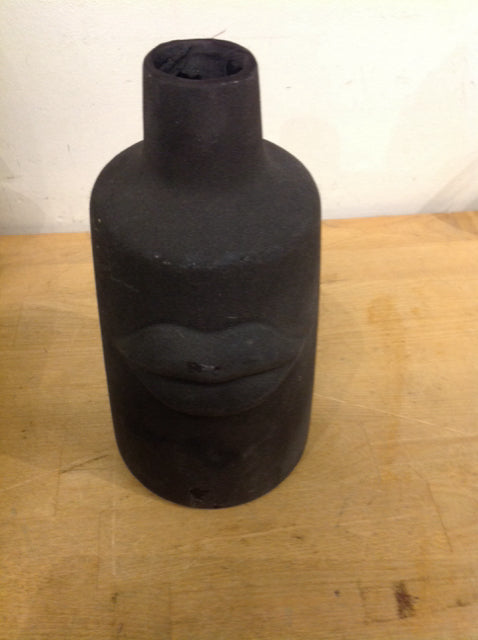 Vase- 9" Black Ceramic Lips