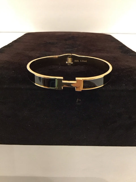 Hermes Style Black Cuff Bracelet