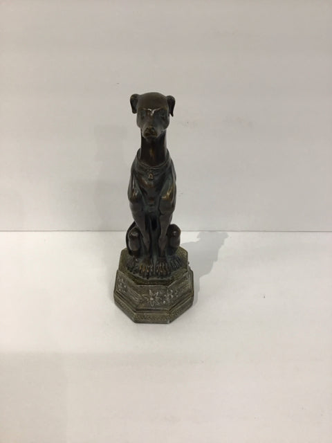 9" Brown Resin Dog on Pedestal