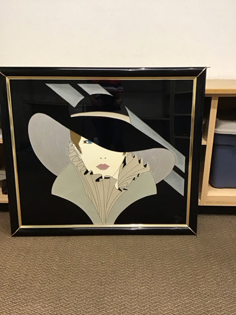 47"Sq Signed "Woman with a Hat" By Mara