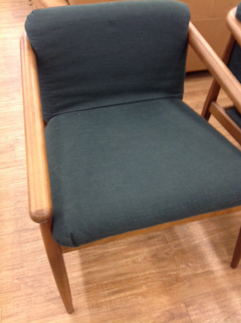 Chair- Green Fabric & Wood