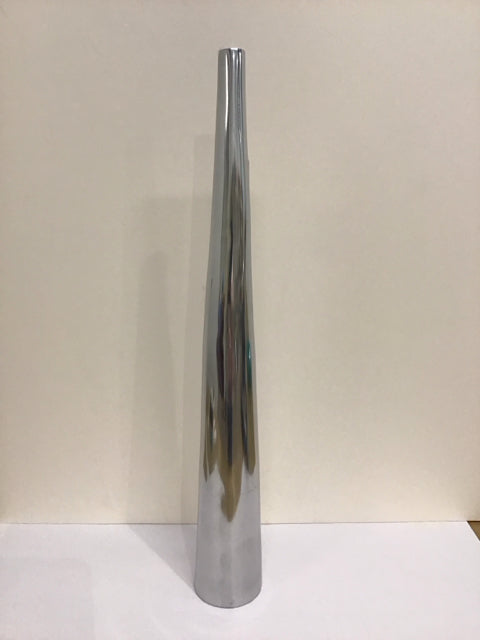 27" Silver Metal Vase w/Narrow Opening