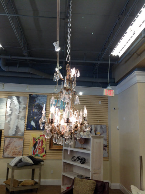 35" Crystal & Glass Chandelier AS-IS