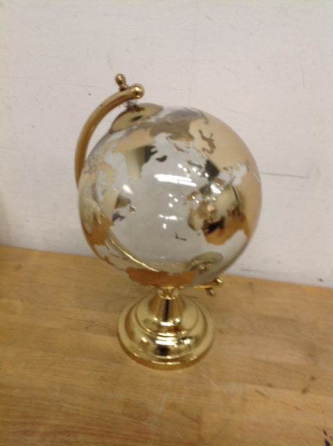 13" Gold Glass World Globe