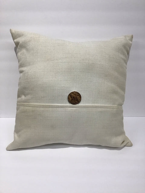 Tan Burlap Pillow w/Button