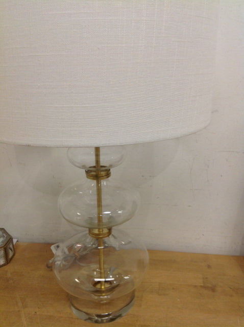 25" Clear Glass & Gold Lamp