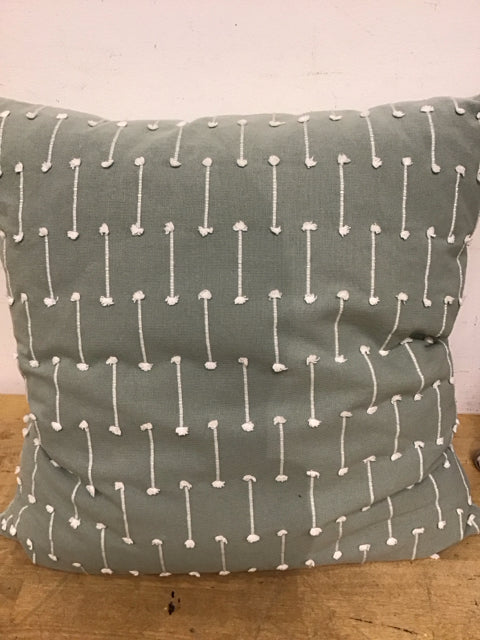 20" Green Woven Loom Stripe Pattern Pillow