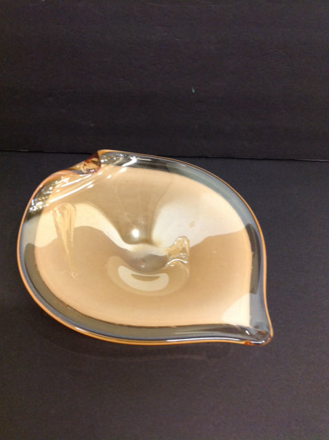 Murano Style Glass Leaf Shaped Bowl