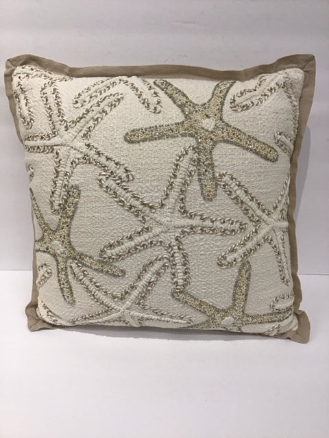 Tan Pillow w/Beaded Starfish