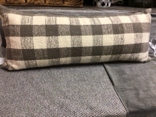 Grey & Cream Block pattern Lumbar Pillow