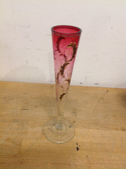 Vase- 10" Vintage Rose Glass