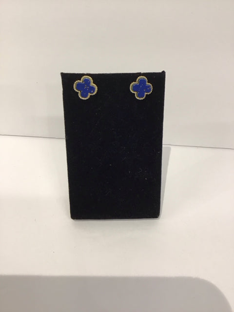 Van Cleef Style Lapis Lazuli Stud Earrings