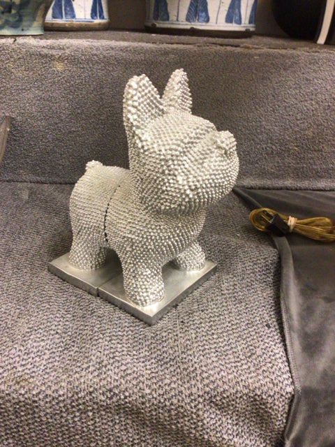 Silver Textured Dog Book End