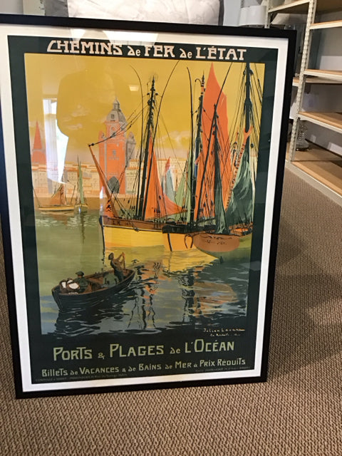 35x45 Framed Vtg Ports & Plages L'Ocean Poster