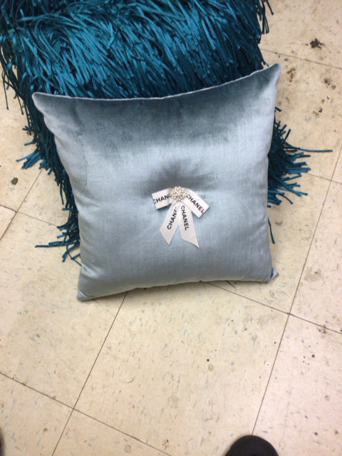 Chanel Button Center Light Blue Pillow